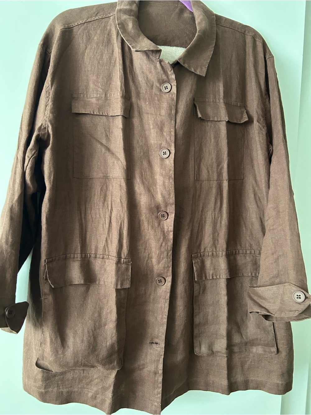 Women's Brown Button-Front Utility Jacket